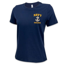 Load image into Gallery viewer, Navy Anchor Sailing Ladies T-Shirt