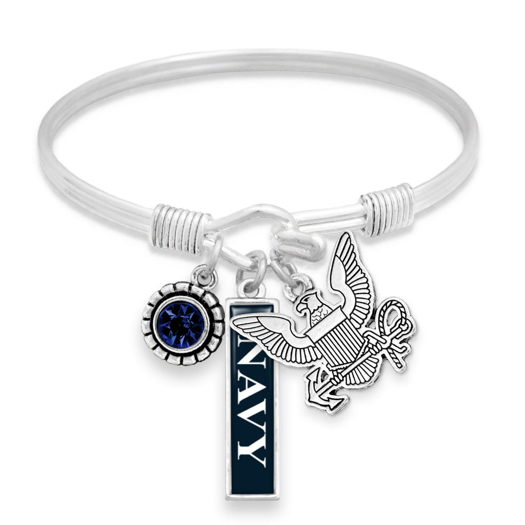 U.S. Navy Eagle Triple Charm Vertical Navy Bracelet