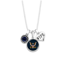 Load image into Gallery viewer, U.S. Navy Eagle Triple Charm Wife Necklace