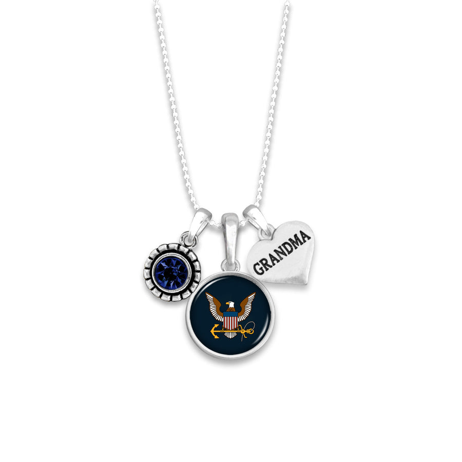 U.S. Navy Eagle Triple Charm Grandma Necklace