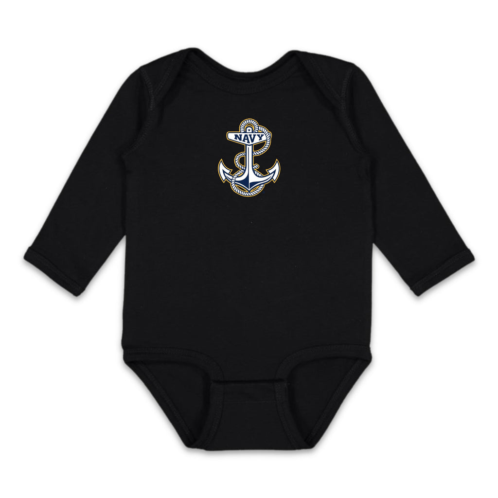 Navy Anchor Infant Long Sleeve Bodysuit