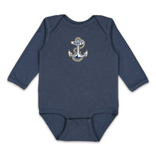 Load image into Gallery viewer, Navy Anchor Infant Long Sleeve Bodysuit