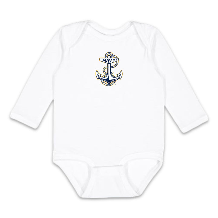 Navy Anchor Infant Long Sleeve Bodysuit