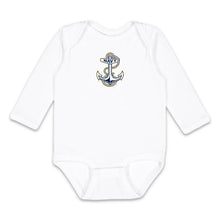 Load image into Gallery viewer, Navy Anchor Infant Long Sleeve Bodysuit