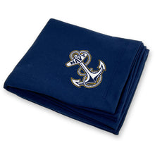 Load image into Gallery viewer, Navy Anchor DryBlend Fleece Stadium Blanket (Navy)
