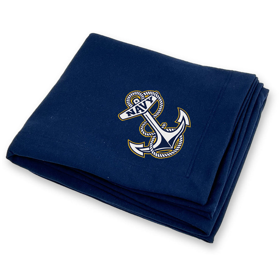 Navy Anchor DryBlend Fleece Stadium Blanket (Navy)
