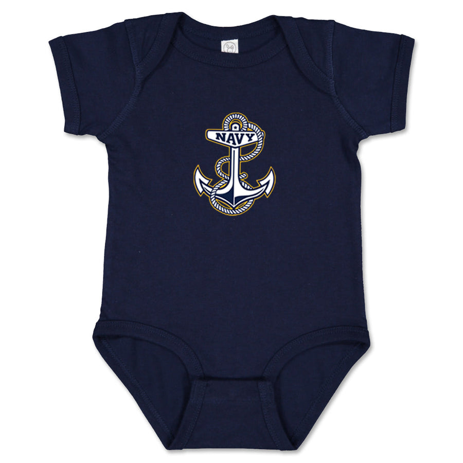 Navy Anchor Logo Infant Romper