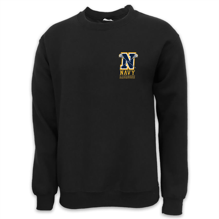 Navy Lacrosse Logo Crewneck