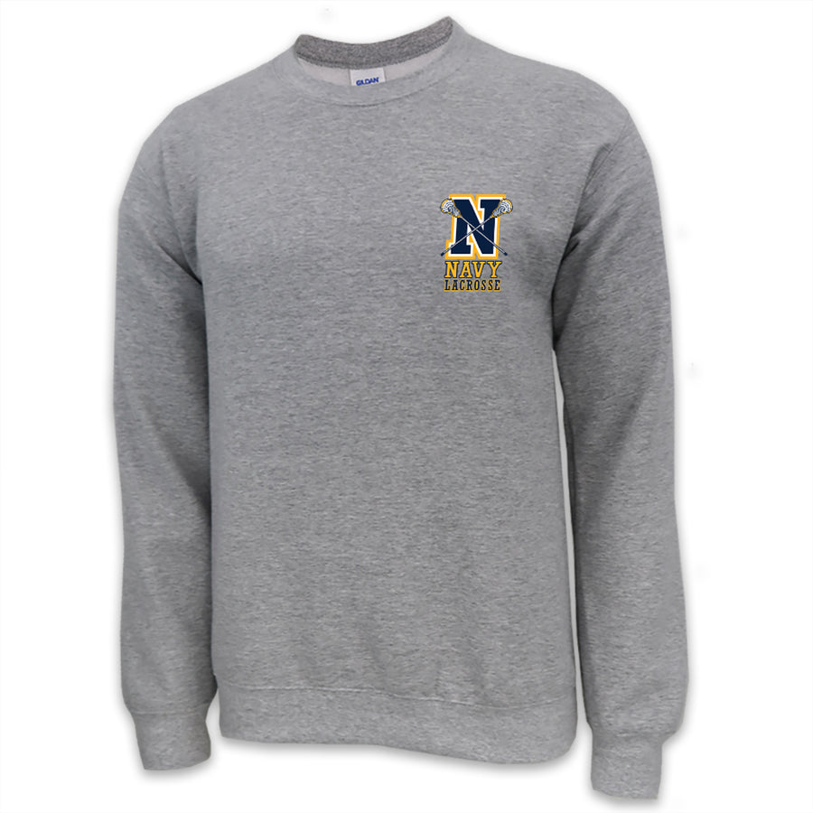 Navy Lacrosse Logo Crewneck