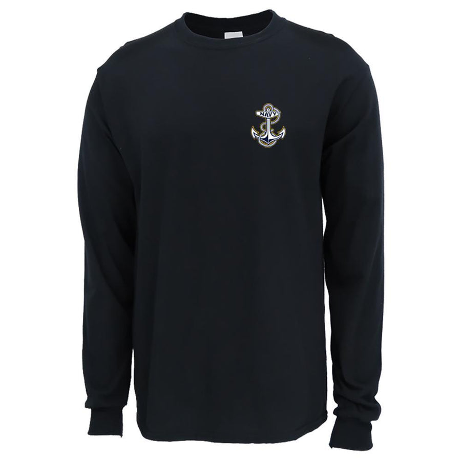 Navy Anchor Logo Long Sleeve T-Shirt