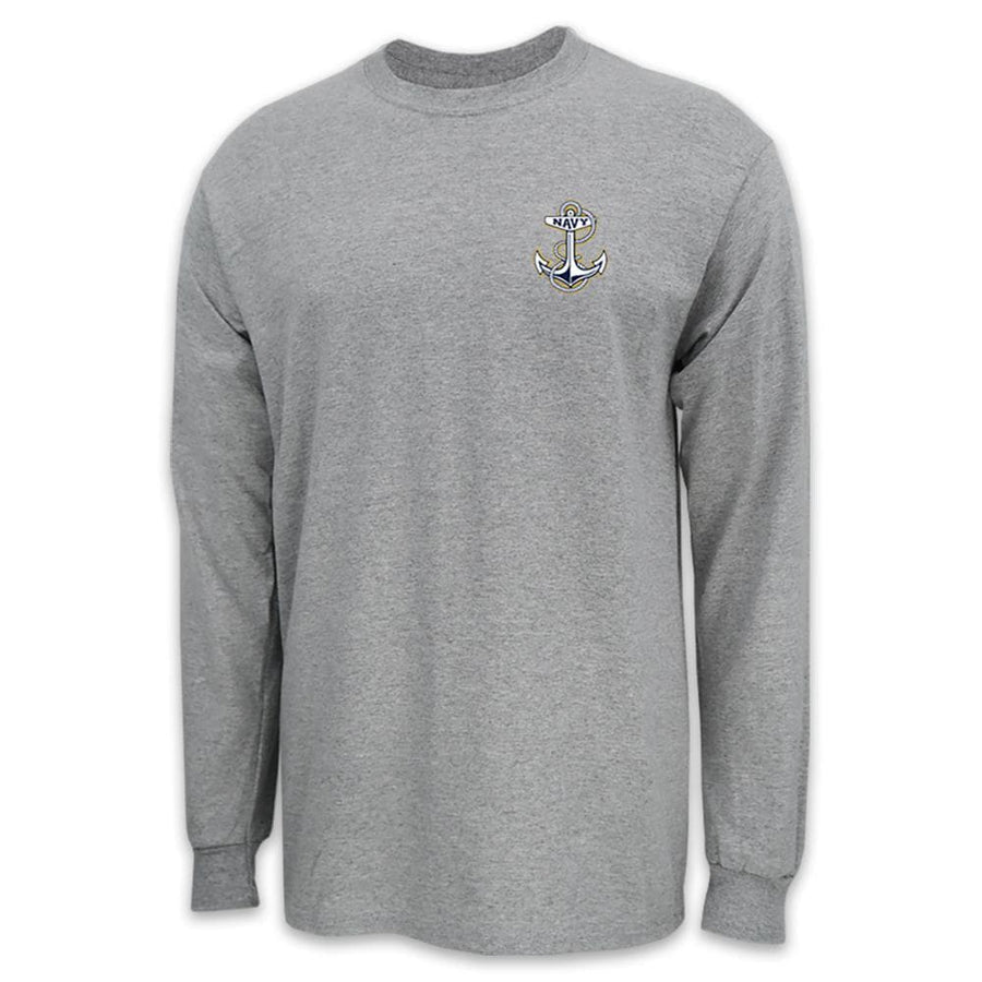 Navy Anchor Logo Long Sleeve T-Shirt
