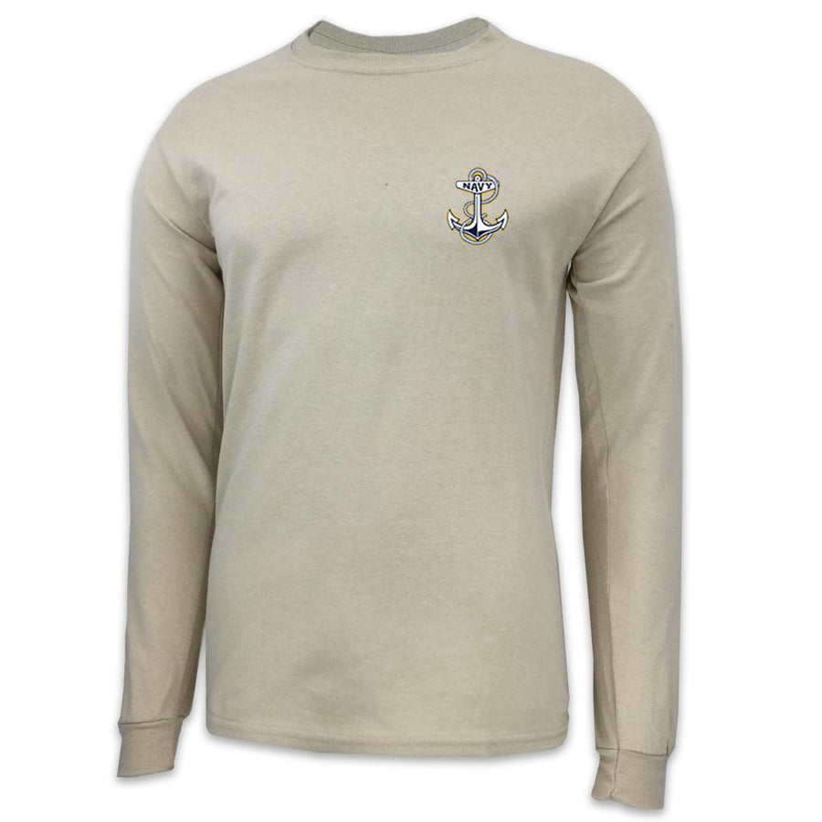 Navy Anchor Logo Long Sleeve T-Shirt