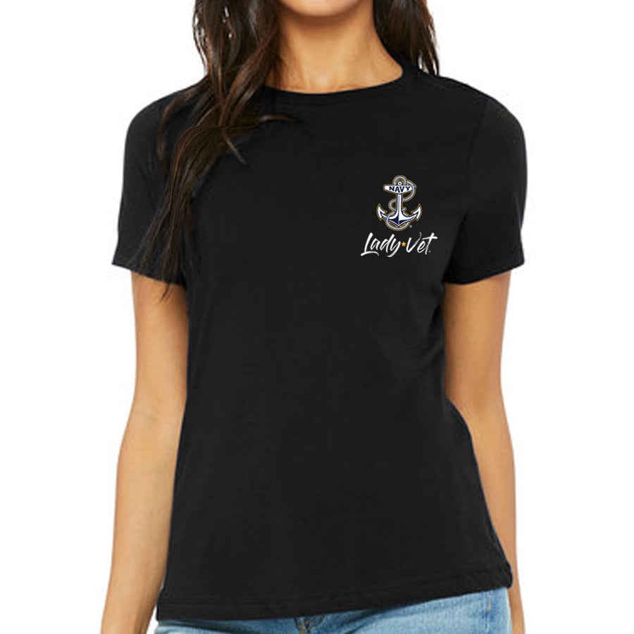 Navy Lady Vet Left Chest Logo Ladies T-Shirt