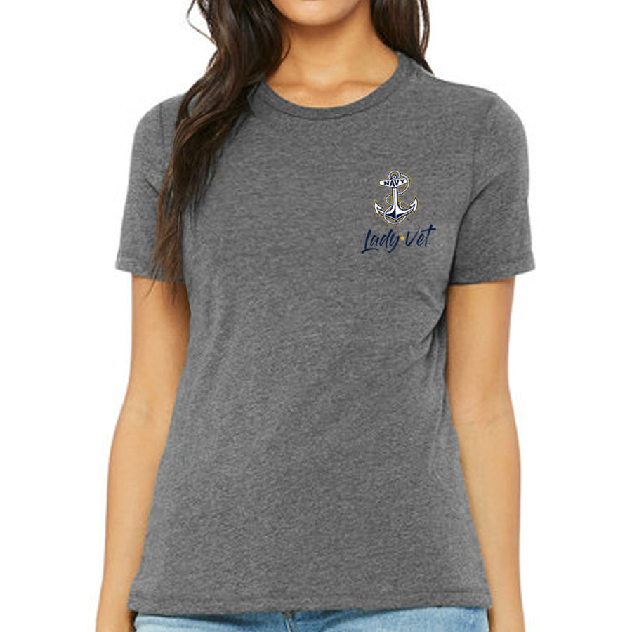 Navy Lady Vet Left Chest Logo Ladies T-Shirt