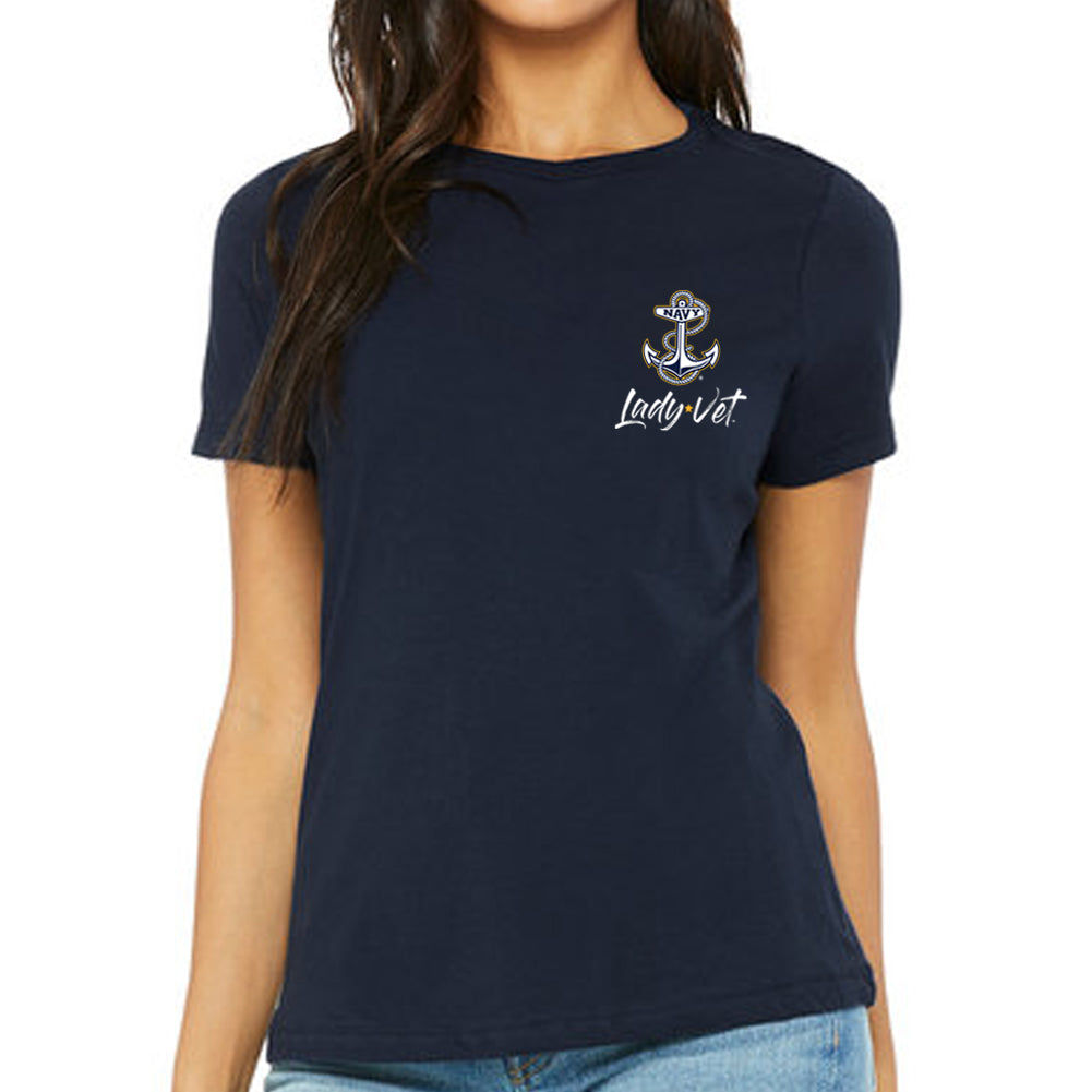 Navy Lady Vet Left Chest Logo Ladies T-Shirt