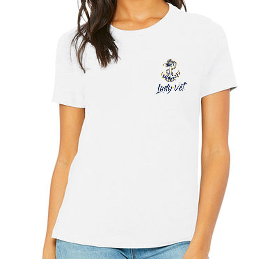 Navy Lady Vet Left Chest Logo Ladies T-Shirt