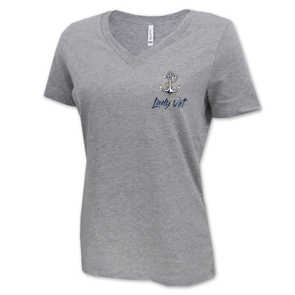 Navy Lady Vet Left Chest Logo V-Neck T-Shirt