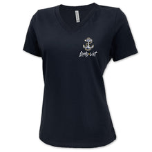 Load image into Gallery viewer, Navy Lady Vet Left Chest Logo V-Neck T-Shirt