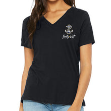 Load image into Gallery viewer, Navy Lady Vet Left Chest Logo V-Neck T-Shirt