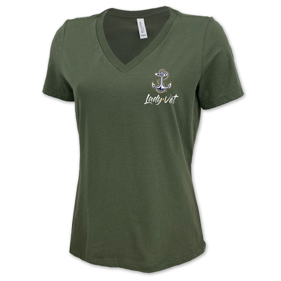 Navy Lady Vet Left Chest Logo V-Neck T-Shirt