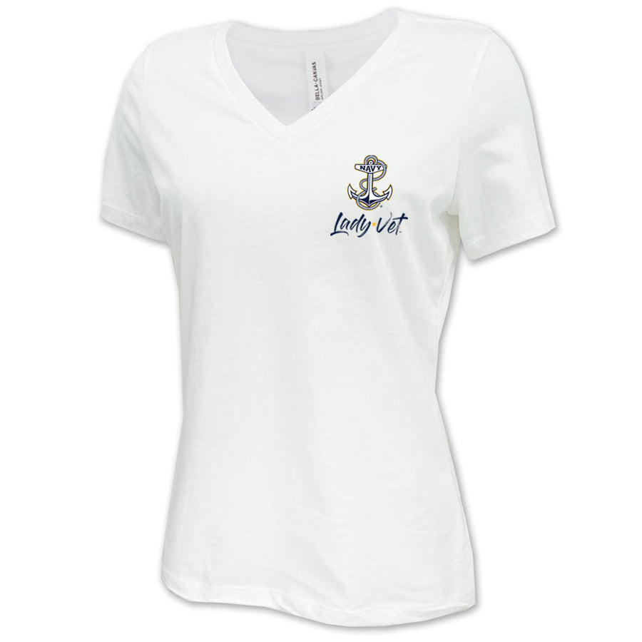 Navy Lady Vet Left Chest Logo V-Neck T-Shirt