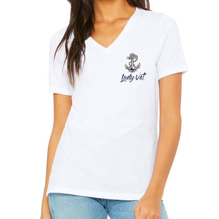 Navy Lady Vet Left Chest Logo V-Neck T-Shirt