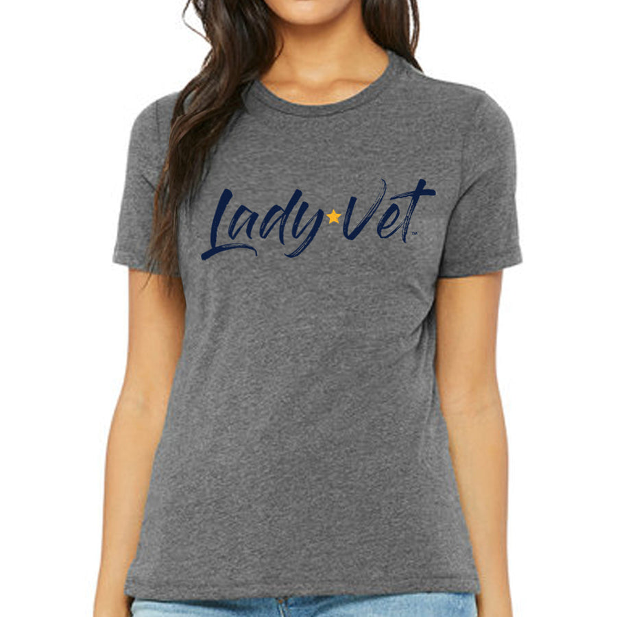 Navy Lady Vet Full Chest Logo Ladies T-Shirt