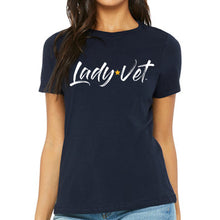 Load image into Gallery viewer, Navy Lady Vet Full Chest Logo Ladies T-Shirt