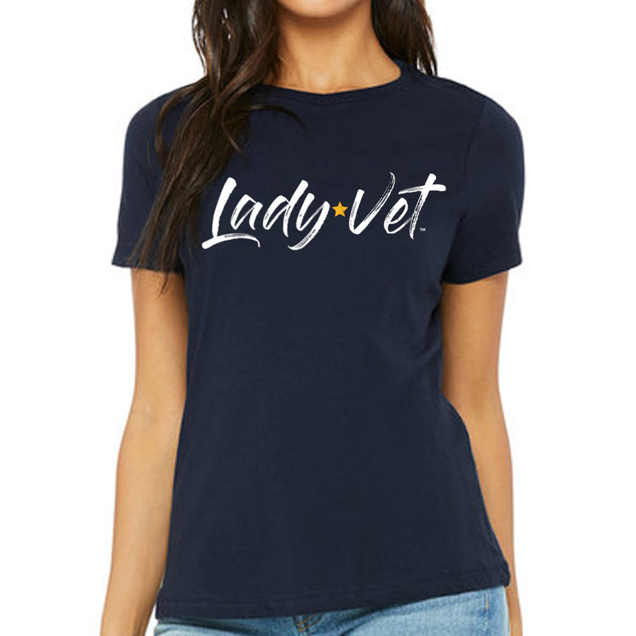 Navy Lady Vet Full Chest Logo Ladies T-Shirt