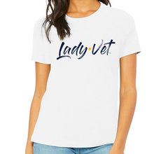 Load image into Gallery viewer, Navy Lady Vet Full Chest Logo Ladies T-Shirt