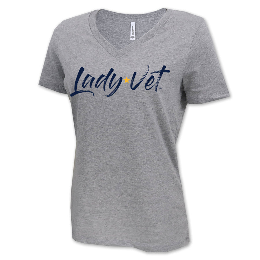 Navy Lady Vet Full Chest Logo V-Neck T-Shirt