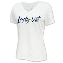 Load image into Gallery viewer, Navy Lady Vet Full Chest Logo V-Neck T-Shirt