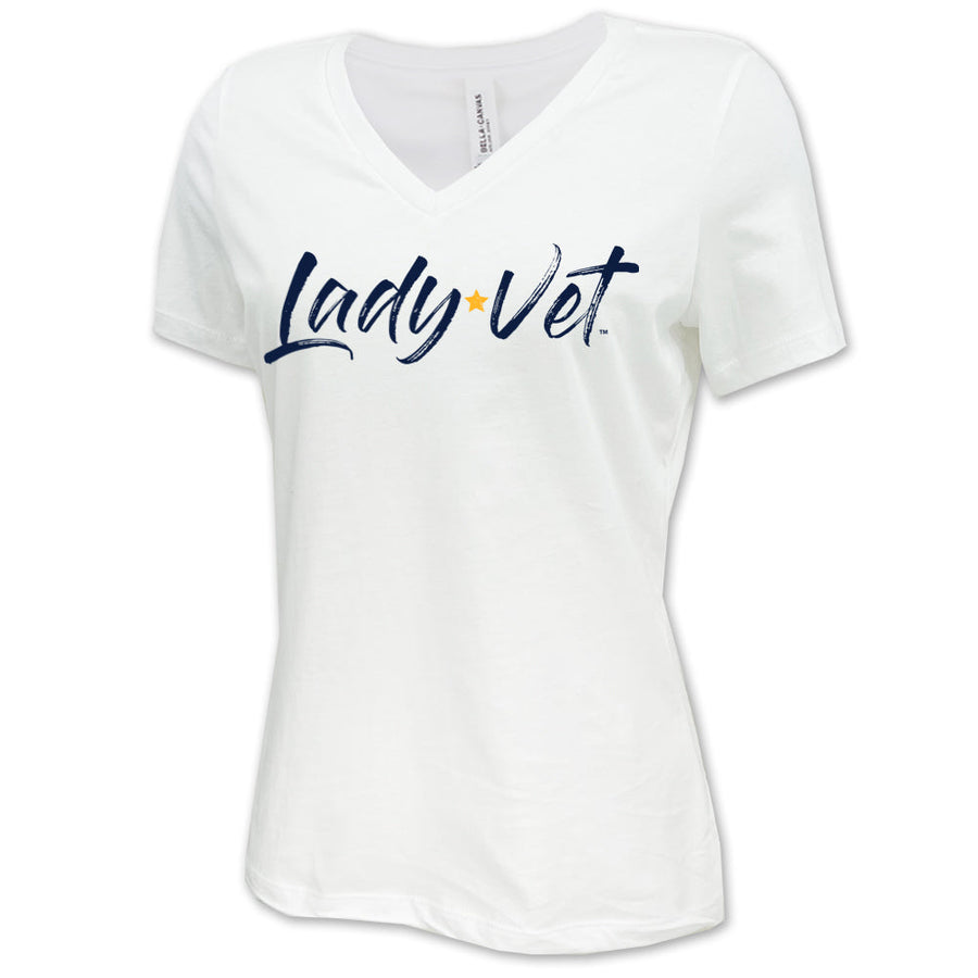 Navy Lady Vet Full Chest Logo V-Neck T-Shirt