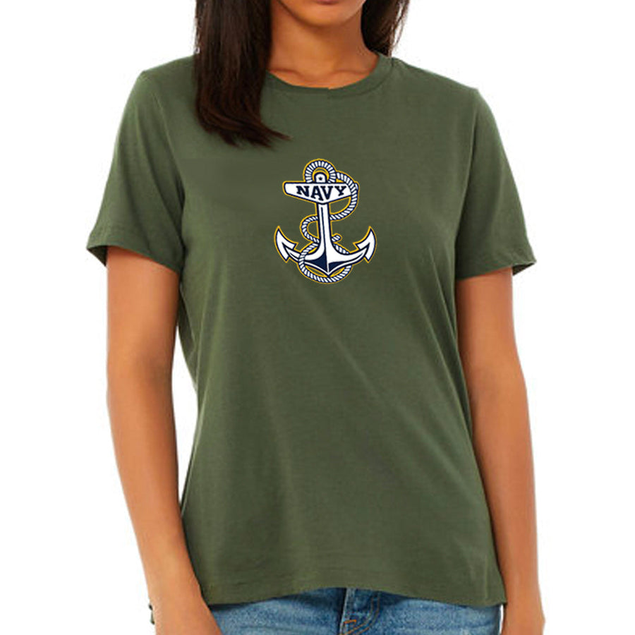 Navy Ladies Anchor Logo T-Shirt