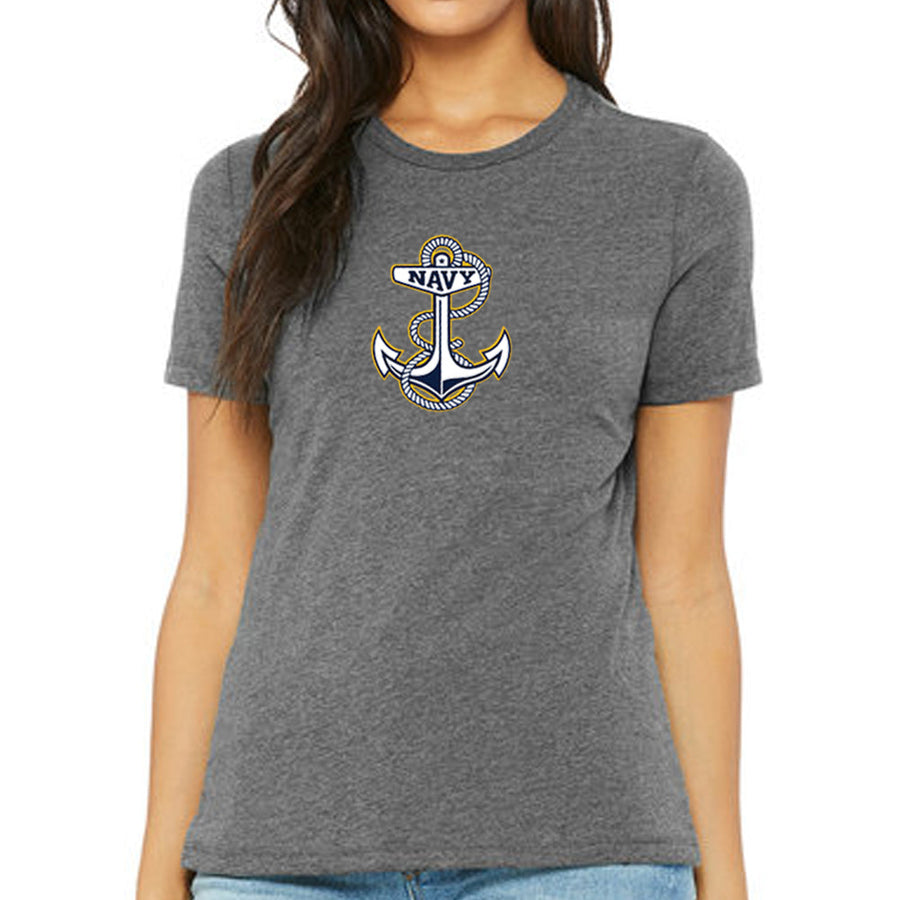 Navy Ladies Anchor Logo T-Shirt