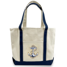 Load image into Gallery viewer, Navy Anchor Classic Natural Canvas Tote (Natural/Navy)