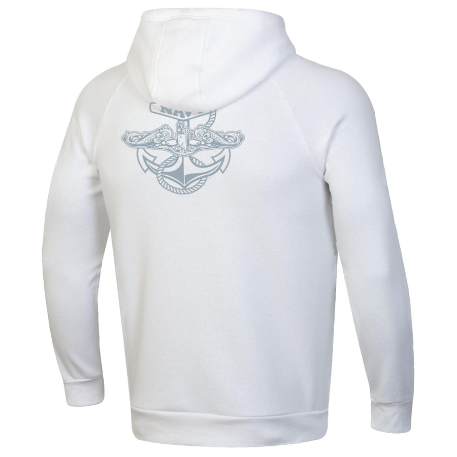Navy Under Armour Anchor Silent Service Performance Cotton Hood (White)