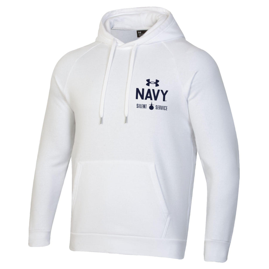Navy Under Armour Anchor Silent Service Performance Cotton Hood (White)