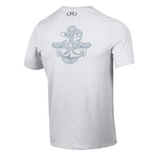Load image into Gallery viewer, Navy Under Armour Anchor Silent Service Performance Cotton T-Shirt (White)