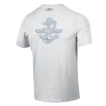 Load image into Gallery viewer, Navy Under Armour 2023 Rivalry Anchor Silent Service Performance Cotton T-Shirt (White)