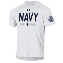 Load image into Gallery viewer, Navy Under Armour Silent Service Tech T-Shirt (White)