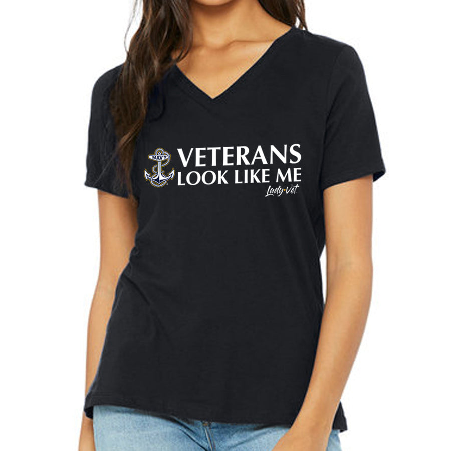 Navy Vet Looks Like Me V-Neck T-Shirt