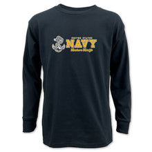 Load image into Gallery viewer, Navy Youth Anchors Aweigh Chest Print Long Sleeve