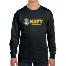 Load image into Gallery viewer, Navy Youth Anchors Aweigh Chest Print Long Sleeve