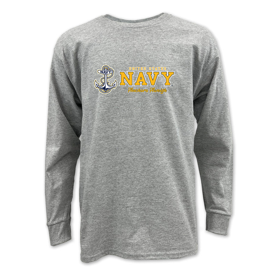 Navy Youth Anchors Aweigh Chest Print Long Sleeve