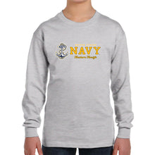 Load image into Gallery viewer, Navy Youth Anchors Aweigh Chest Print Long Sleeve
