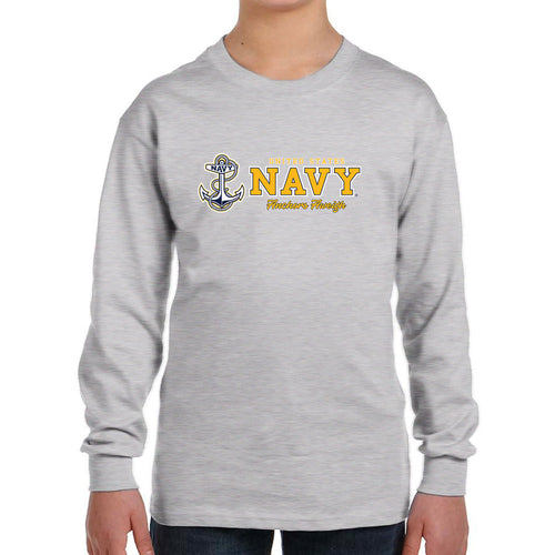 Navy Youth Anchors Aweigh Chest Print Long Sleeve