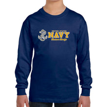 Load image into Gallery viewer, Navy Youth Anchors Aweigh Chest Print Long Sleeve