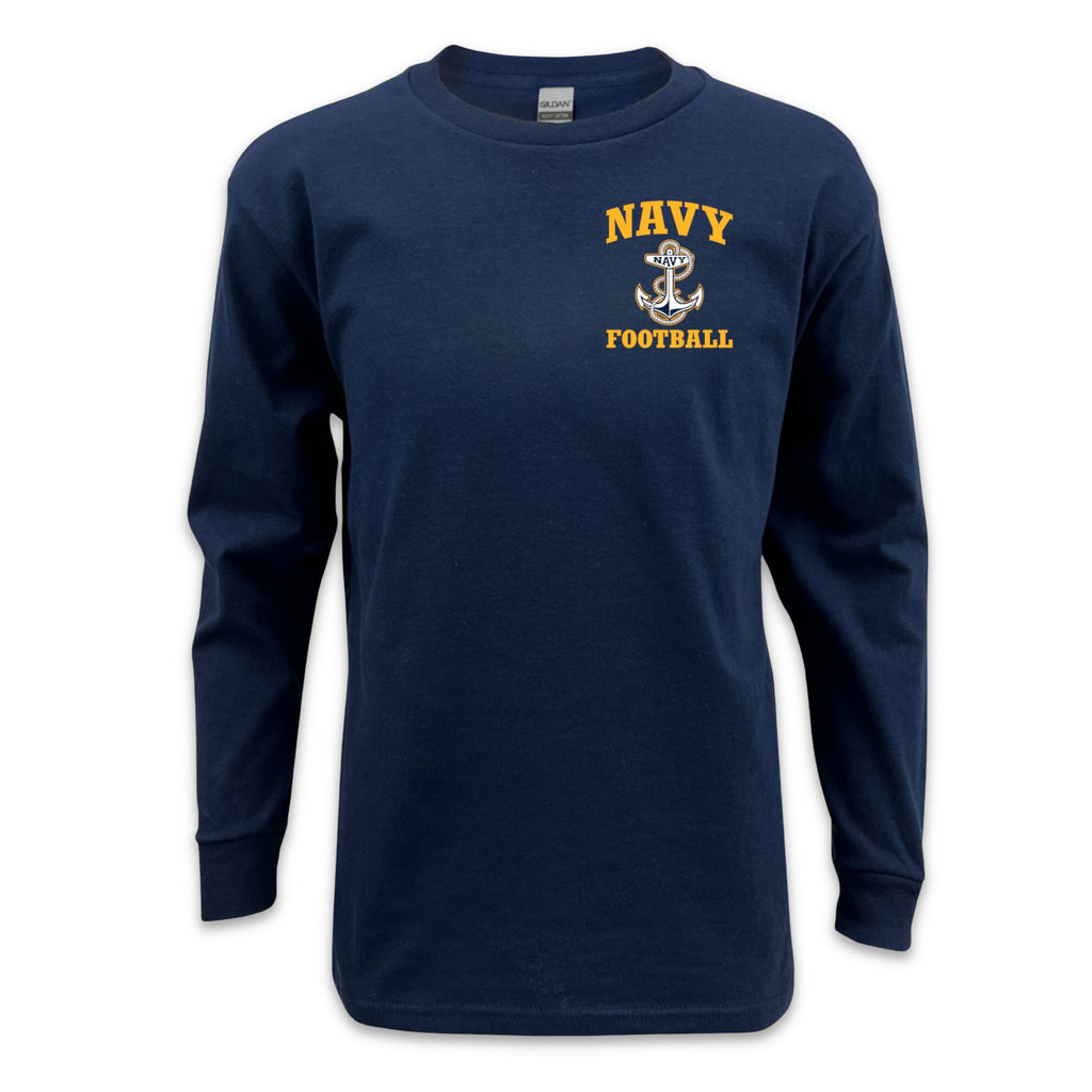 Navy Youth Anchor Football Long Sleeve T-Shirt