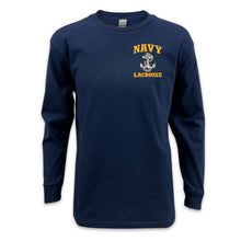 Load image into Gallery viewer, Navy Youth Anchor Lacrosse Long Sleeve T-Shirt